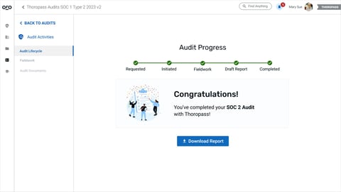 A successful audit in Thoropass platform.